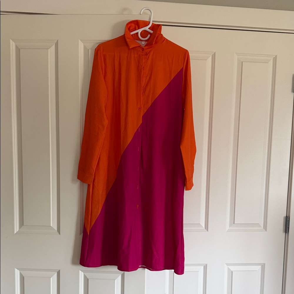 Colorblock Orange and Pink Dress